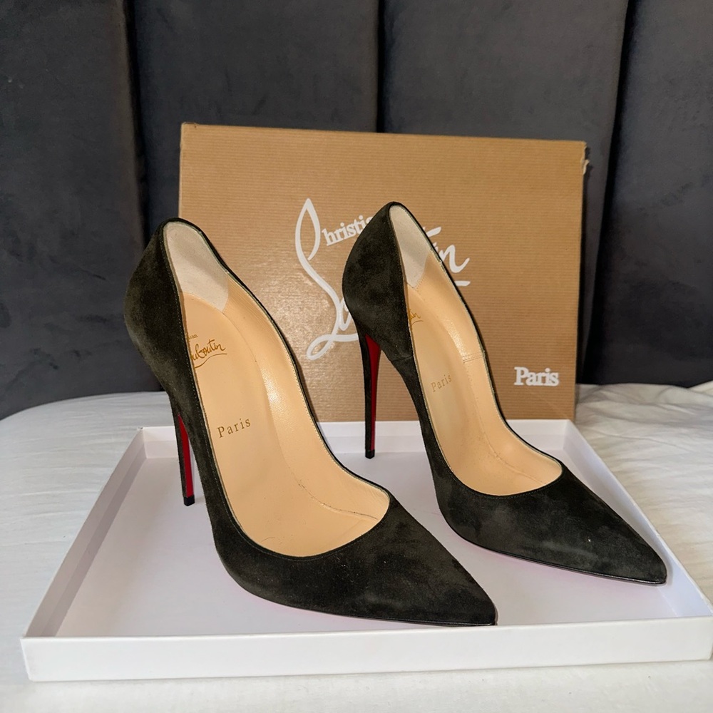 Christian Louboutin So Kate Dark Green Suede Pump